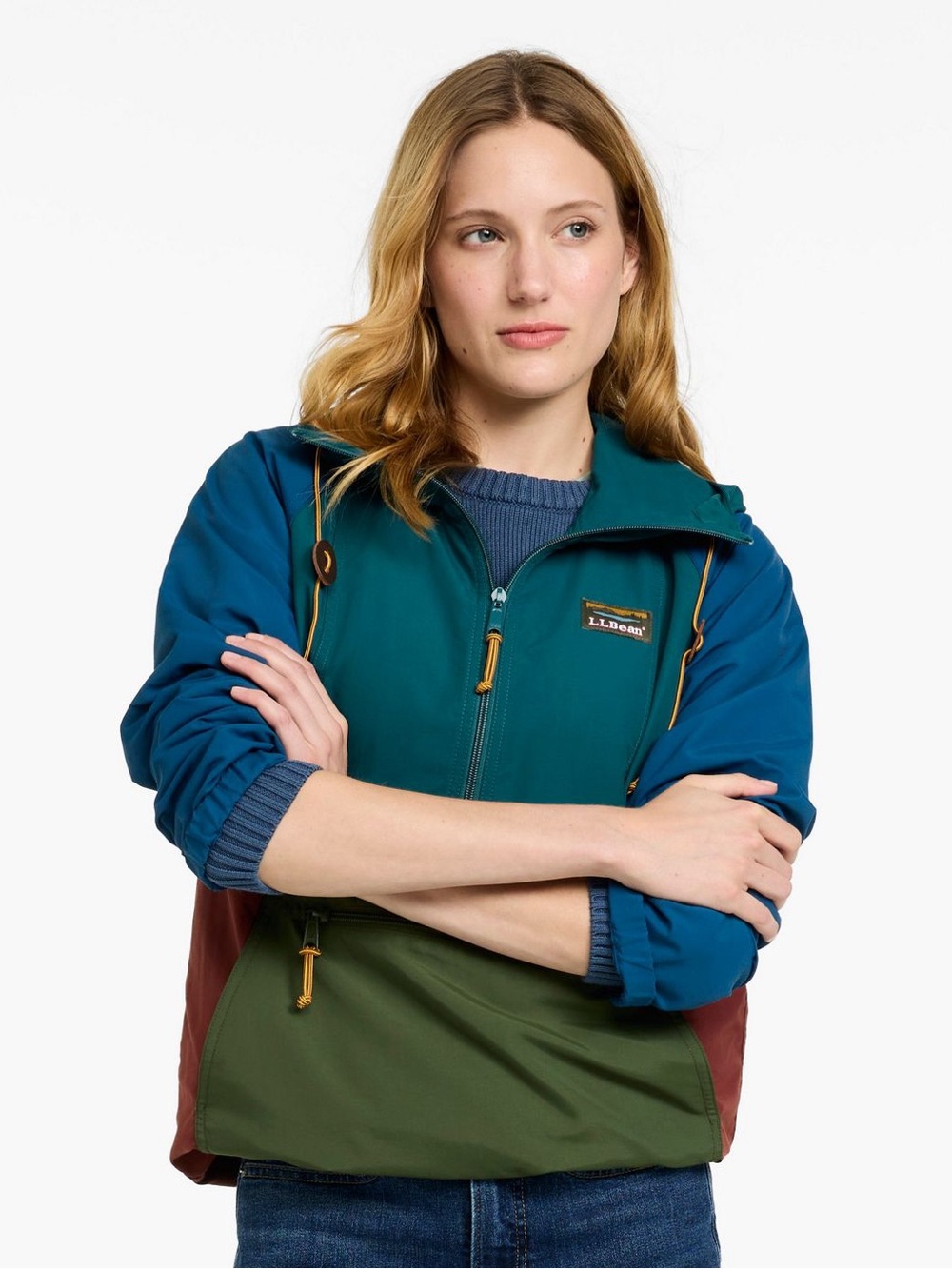 L.L. Bean Women's Mountain Classic Anorak, Multi-Color - Teal/Blue/Green/Brown